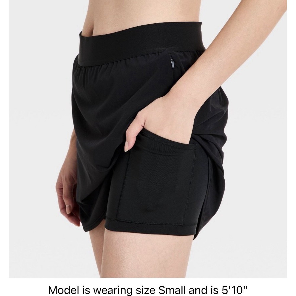 NWT All in Motion Black Active Light Skort High-Rise Athletic Skirt Small Long - Picture 6 of 11